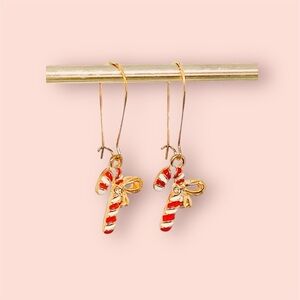 BOUTIQUE Festive Candy Cane Earrings, Christmas Holiday Dangles